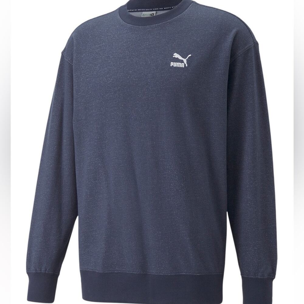 NEW Puma Sweatshirt Blue Crewneck Pullover Embroidered Logo Mens 2XL $60
